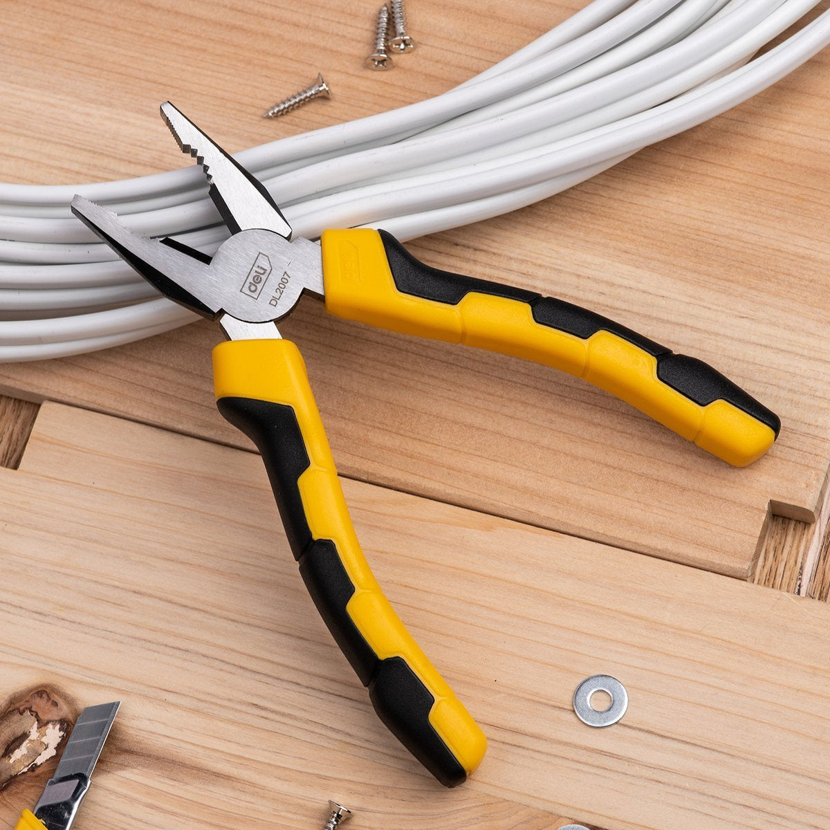 Combination pliers 7" Deli Tools EDL2007 (yellow)_3