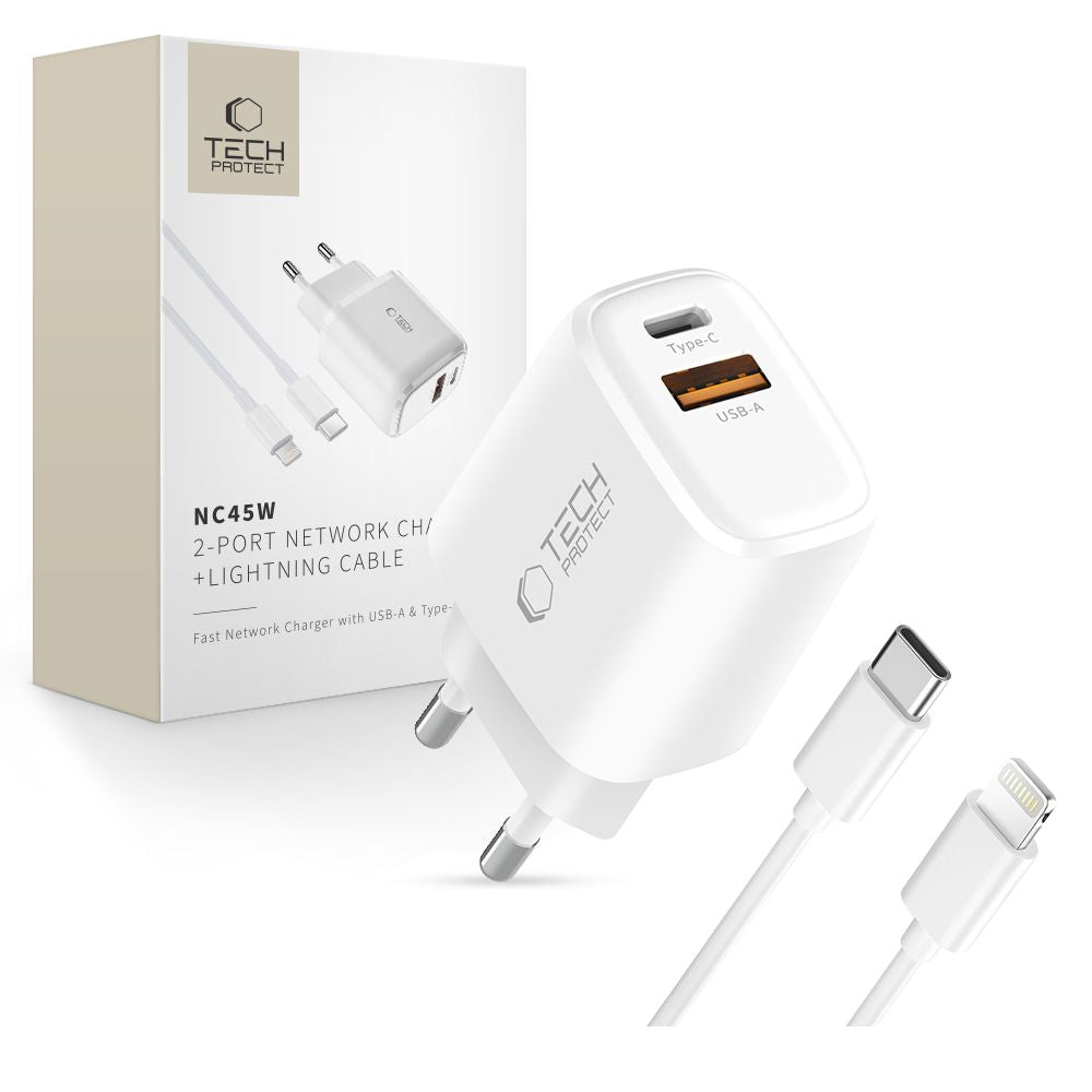 Tech-Protect NCA45W-GAN 2-Port 45W Wall Charger - White_0