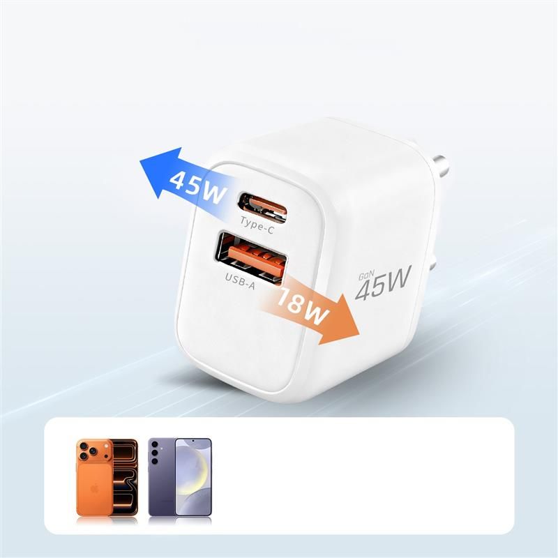 Tech-Protect NCA45W-GAN 2-Port USB-C / USB-A 45W Wall Charger - White_6