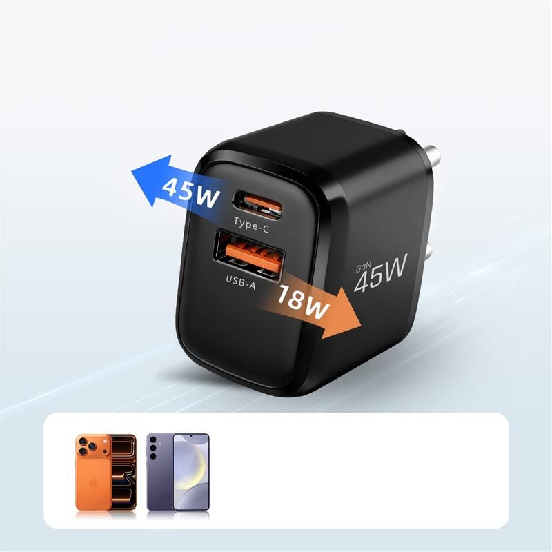 Tech-Protect NCA45W-GAN 2-Port USB-C / USB-A 45W Wall Charger - Black_6