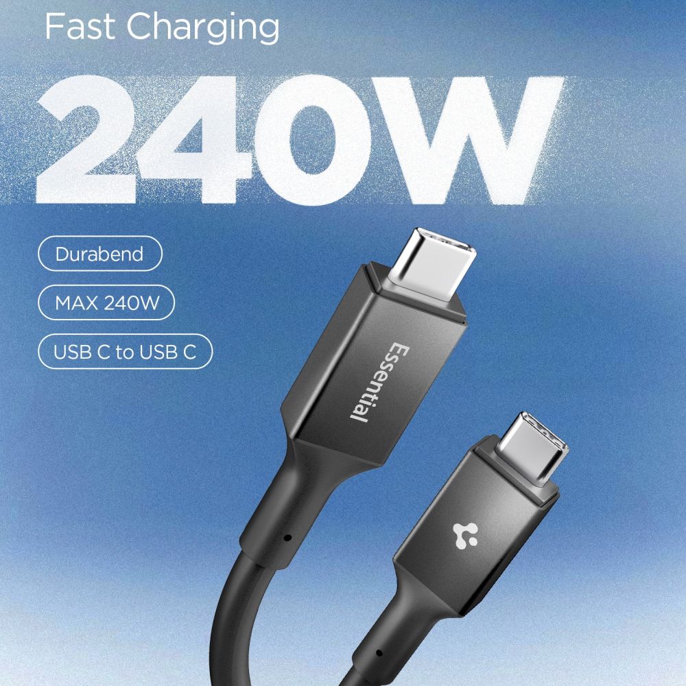 USB-C to USB-C Cable Spigen EB24012CC, 240W, 1.2m, Black ACA09461 _1