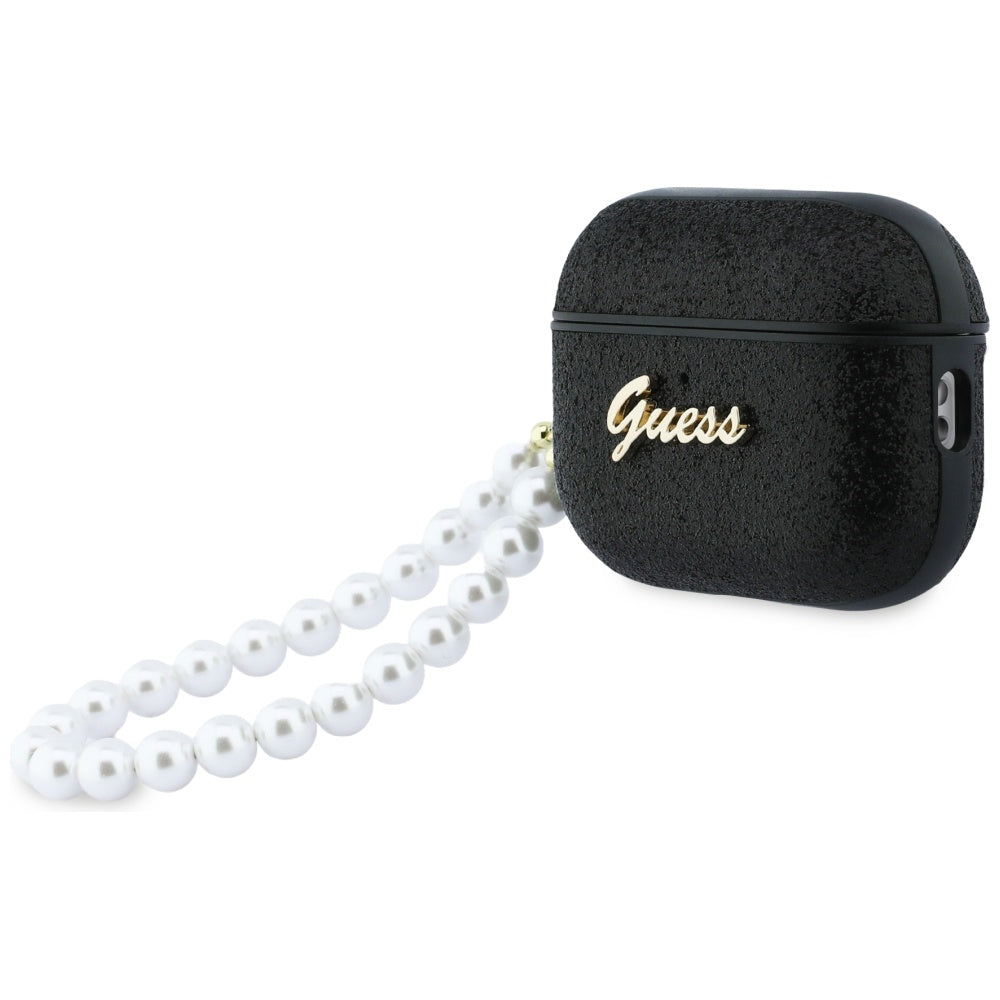 Guess Glitter Pearl Strap Case for AirPods Pro 3 - Black_2