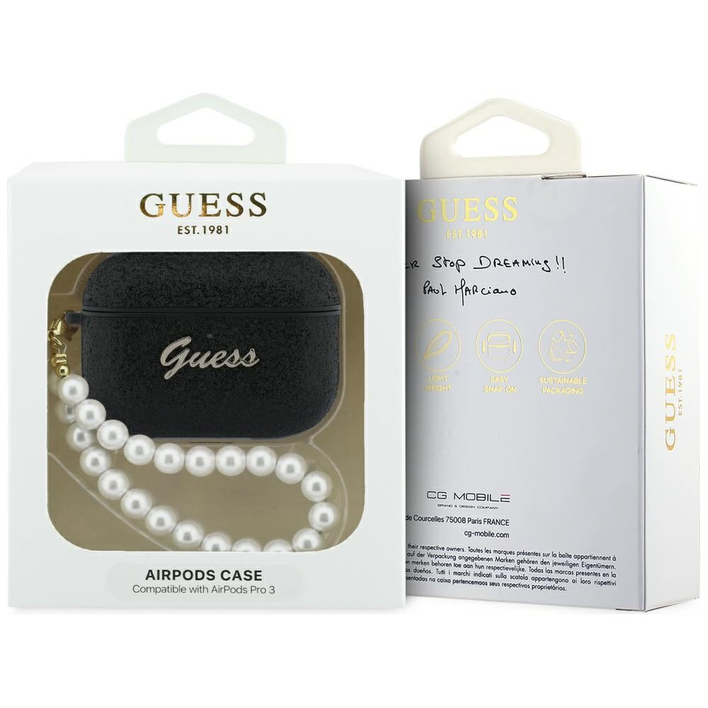 Guess Glitter Pearl Strap Case for AirPods Pro 3 - Black_3