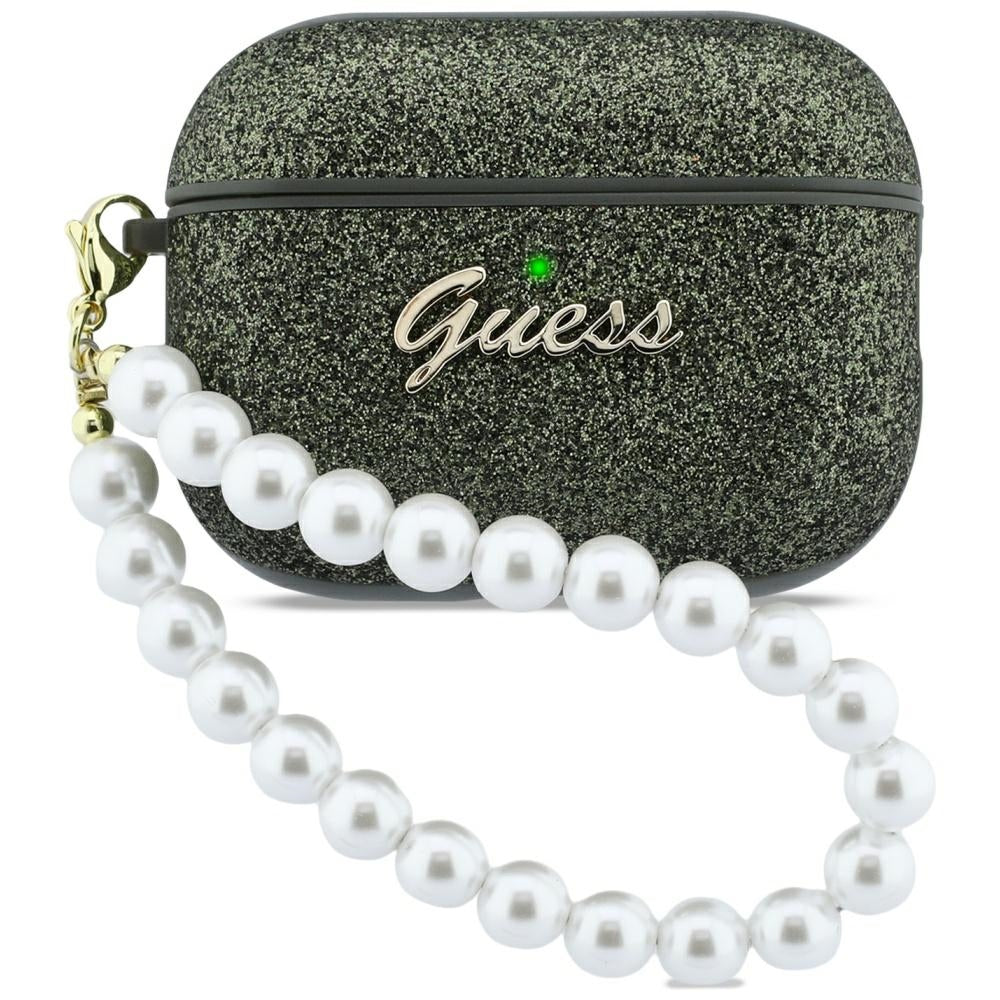 Guess Glitter Pearl Strap Case for AirPods Pro 3 - Black and Glitter_0
