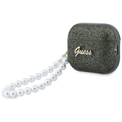 Guess Glitter Pearl Strap Case for AirPods Pro 3 - Black and Glitter_2