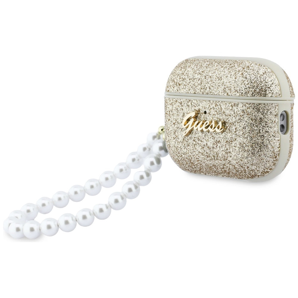 Guess Glitter Pearl Strap Case for AirPods Pro 3 - Gold_2