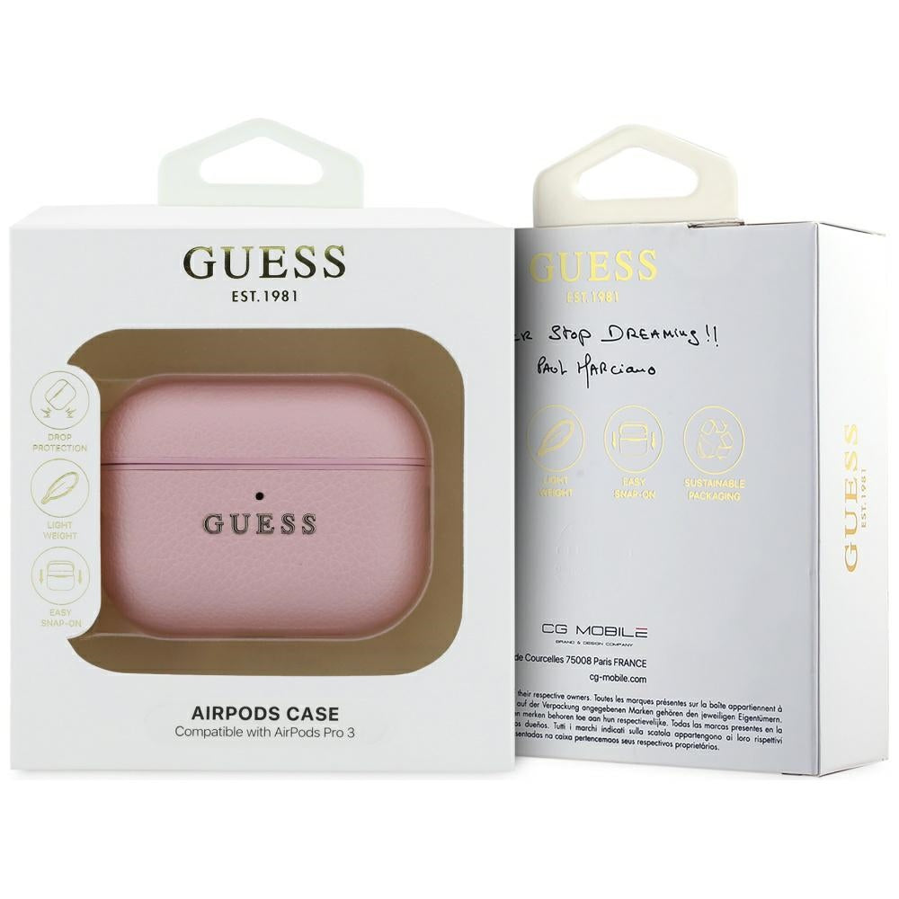 Guess Grained Classic Logo Case for AirPods Pro 3 - Pink_3