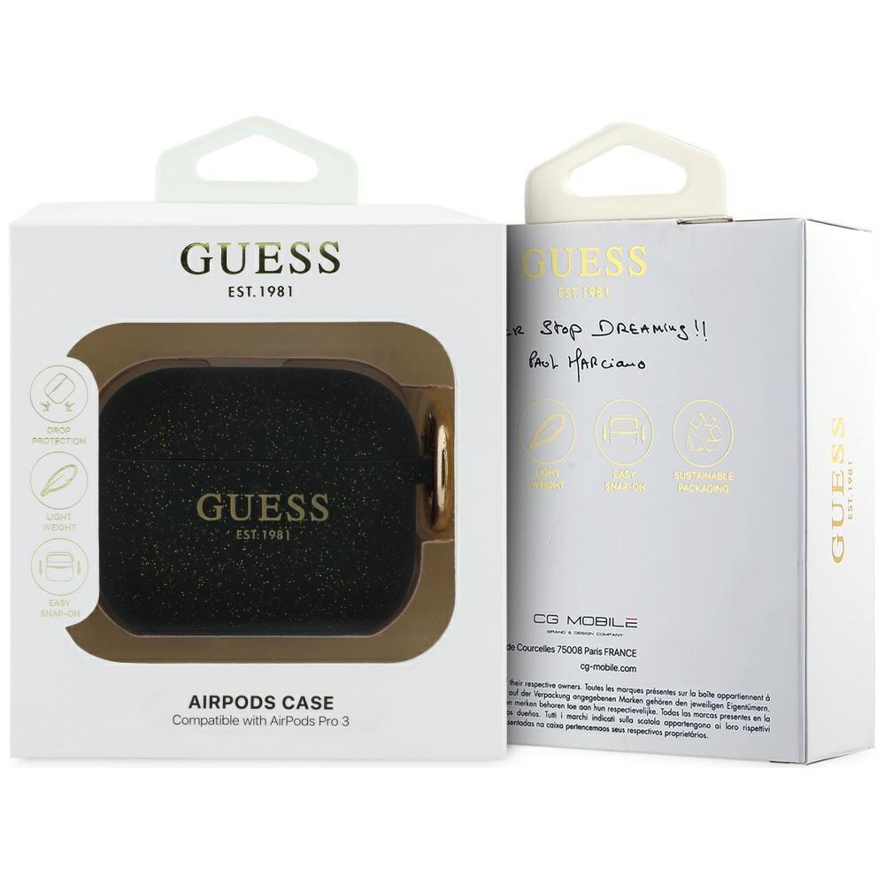 Guess Silicone Glitter Ring Case for AirPods Pro 3 - Black_3