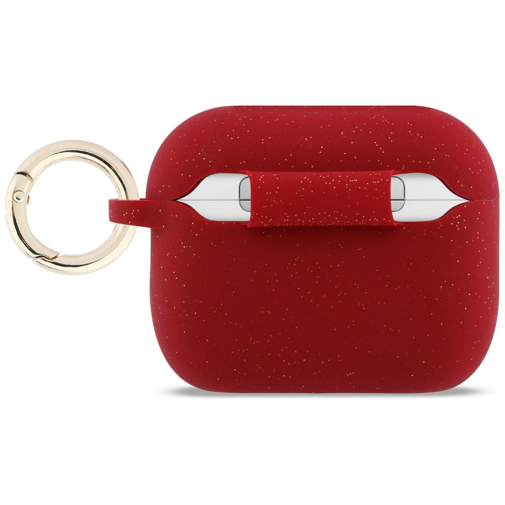 Guess Silicone Glitter Ring Case for AirPods Pro 3 - Red and Glitter_1