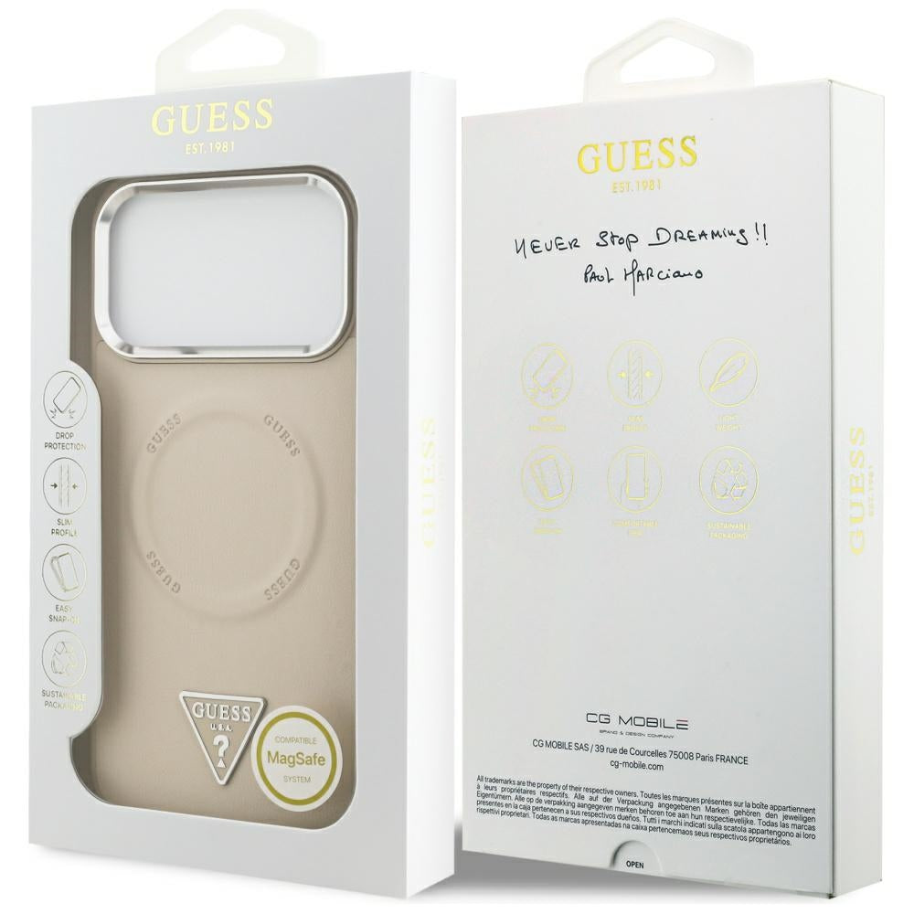 Guess Triangle Logo MagSafe Case for iPhone 17 Pro - Beige_7