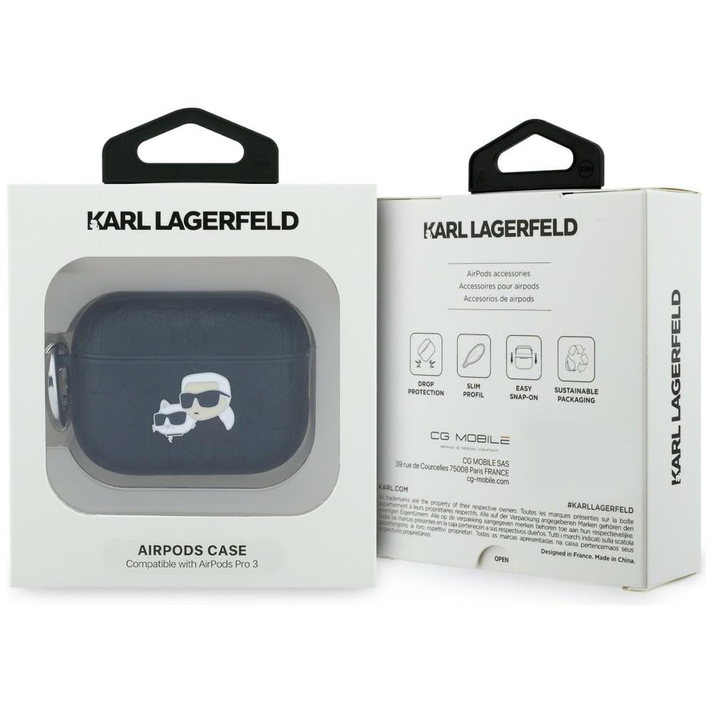 Karl Lagerfeld Monogram Karl &amp; Choupette Head Case for AirPods Pro 3 - Black_3