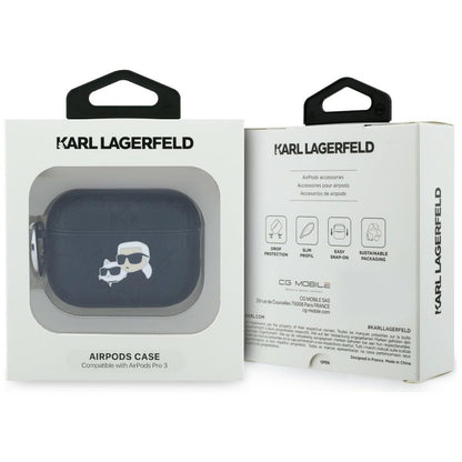 Karl Lagerfeld Monogram Karl &amp; Choupette Head Case for AirPods Pro 3 - Black_3