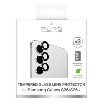 Puro tempered glass for the rear camera for Samsung Galaxy S26/S26 Plus - with a black frame_1