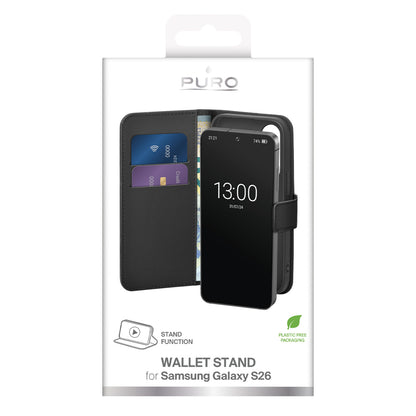 Puro Eco-Leather Case for Samsung Galaxy S26 with Wallet - Black_1