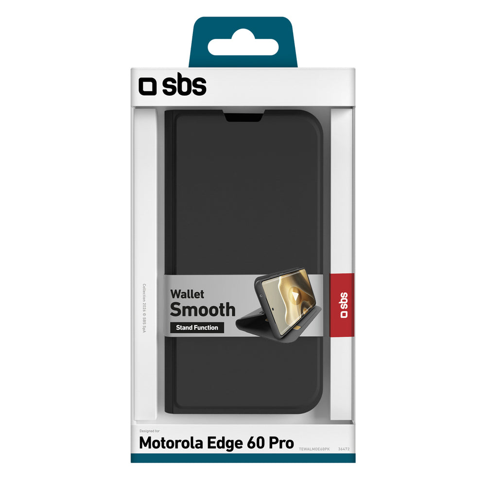 SBS Wallet Smooth Case for Motorola Edge 60 Pro with Flip - Black_1