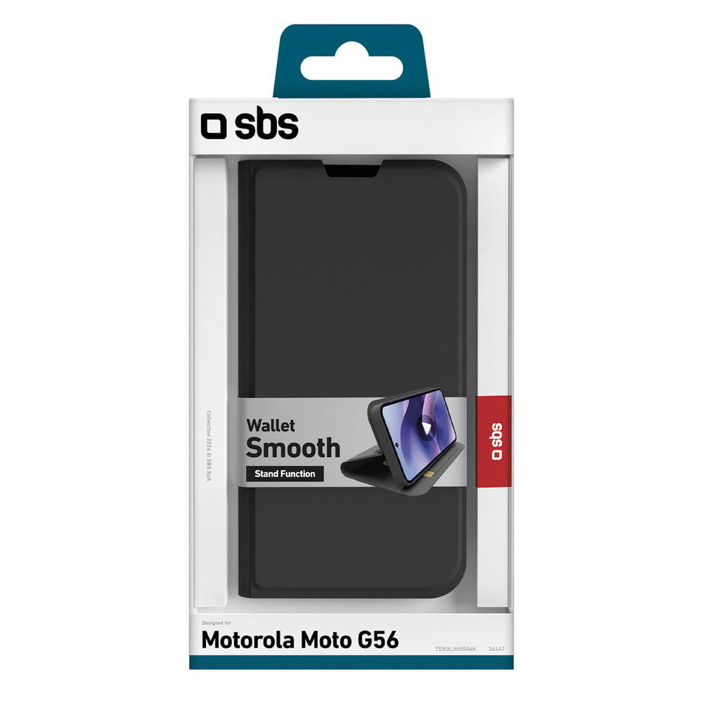 SBS Wallet Smooth Case for Motorola Moto G56 with Flip Cover - Black_1