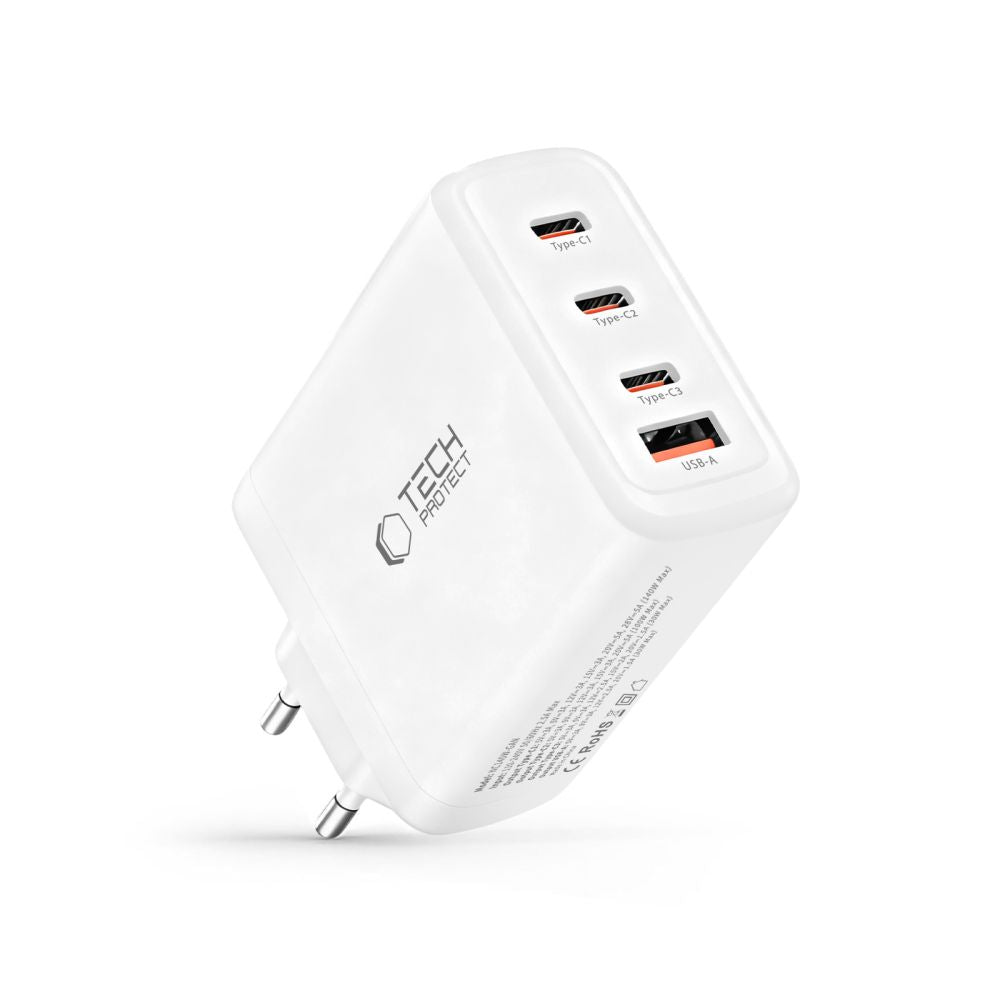 Tech-Protect NC140W-GAN 4-Port 140W Wall Charger - White_1