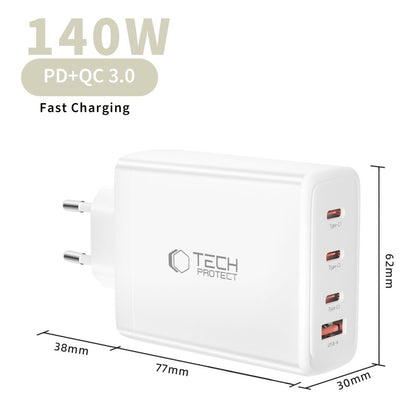 Tech-Protect NC140W-GAN 4-Port 140W Wall Charger - White_4