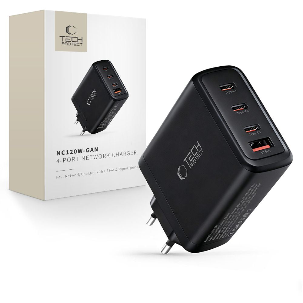 Tech-Protect NC120W-GAN 4-Port 120W Wall Charger - Black_0