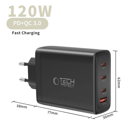 Tech-Protect NC120W-GAN 4-Port 120W Wall Charger - Black_4