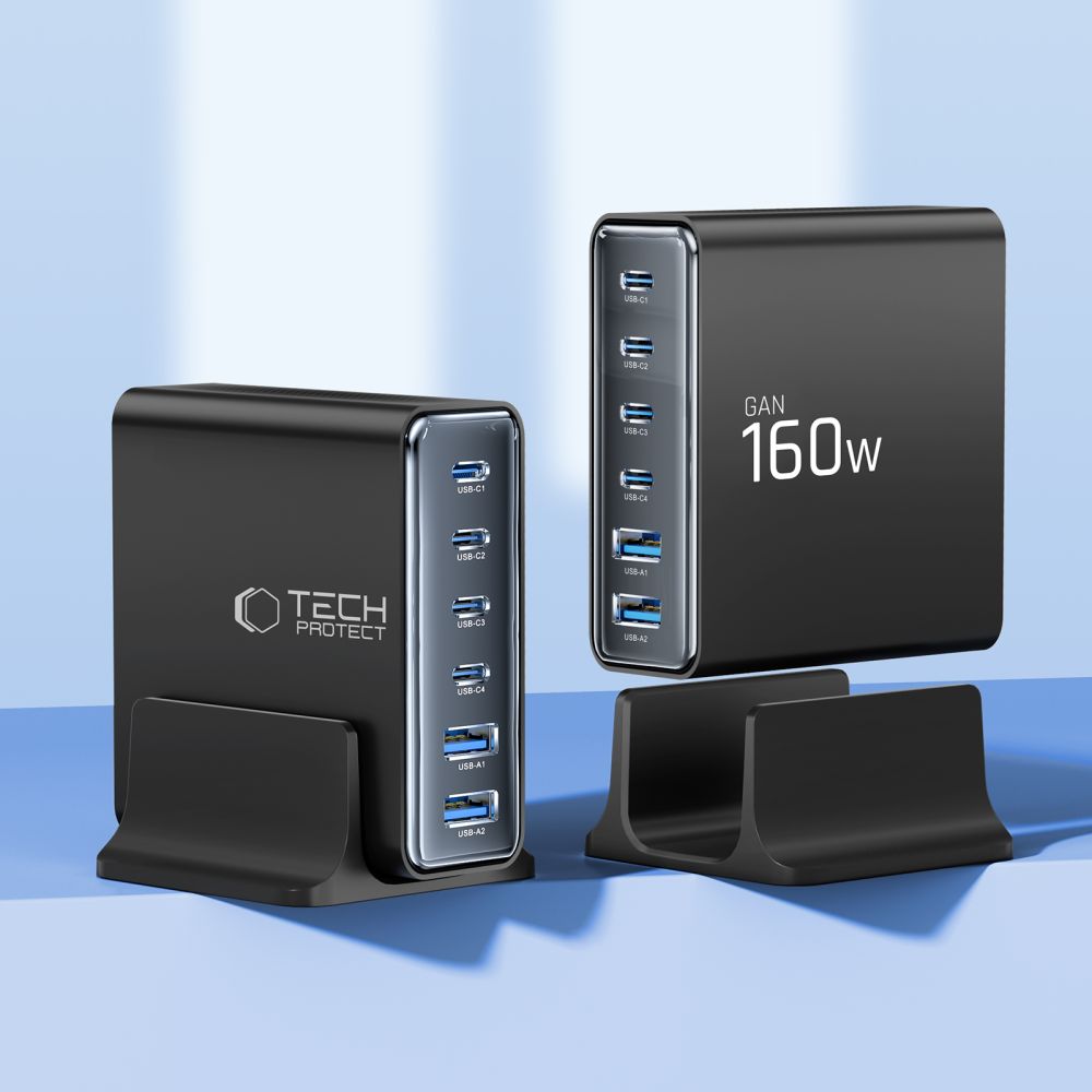 Tech-Protect DC160W-GAN 6-Port 160W Wall Charger - Black_2