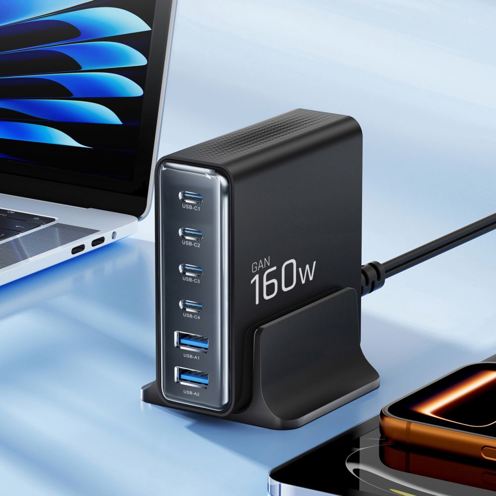 Tech-Protect DC160W-GAN 6-Port 160W Wall Charger - Black_3
