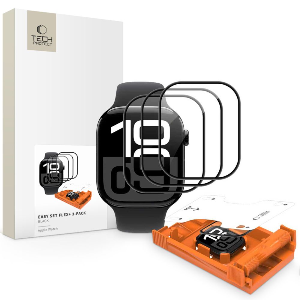 Tech-Protect Easy Set Flex+ 3-Pack Tempered Glass for Apple Watch 40mm - Black_0