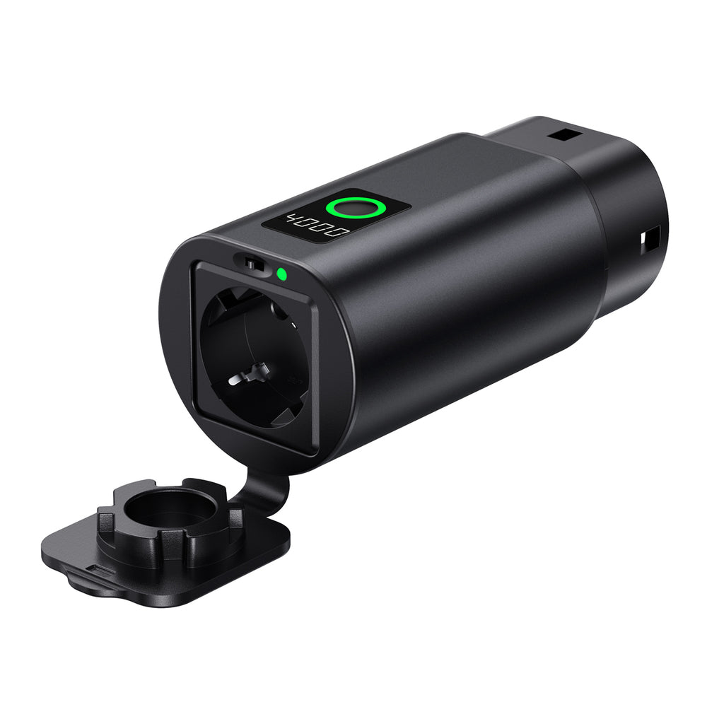 V2L Type 2 Adapter - Schuko 3500W with power display and case - black_1