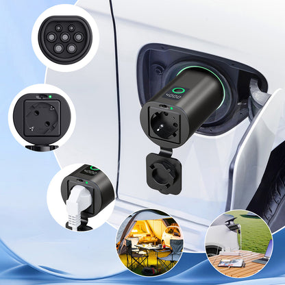 V2L Type 2 Adapter - Schuko 3500W with power display and case - black_6