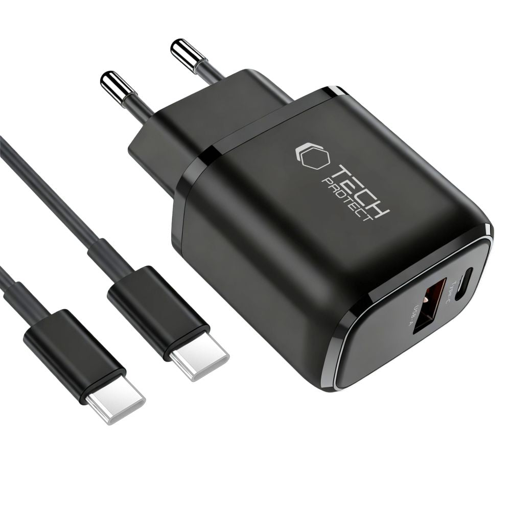 Tech-Protect NCA45W-GAN 2-Port 45W Wall Charger with USB-C Cable - Black_1