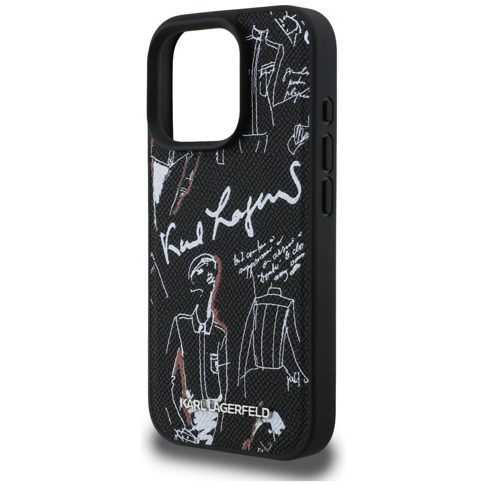 Karl Lagerfeld Grained Pattern &amp; Logo MagSafe Case for iPhone 16 Pro - Black_5