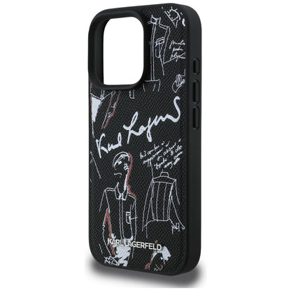Karl Lagerfeld Grained Pattern &amp; Logo MagSafe Case for iPhone 16 Pro - Black_5