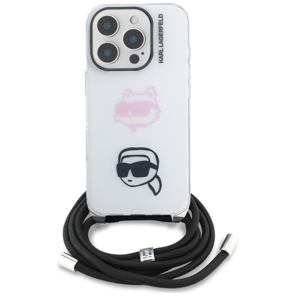 Karl Lagerfeld IML Crossbody Karl&amp;Choupette Head Case for iPhone 16 Pro - White_1