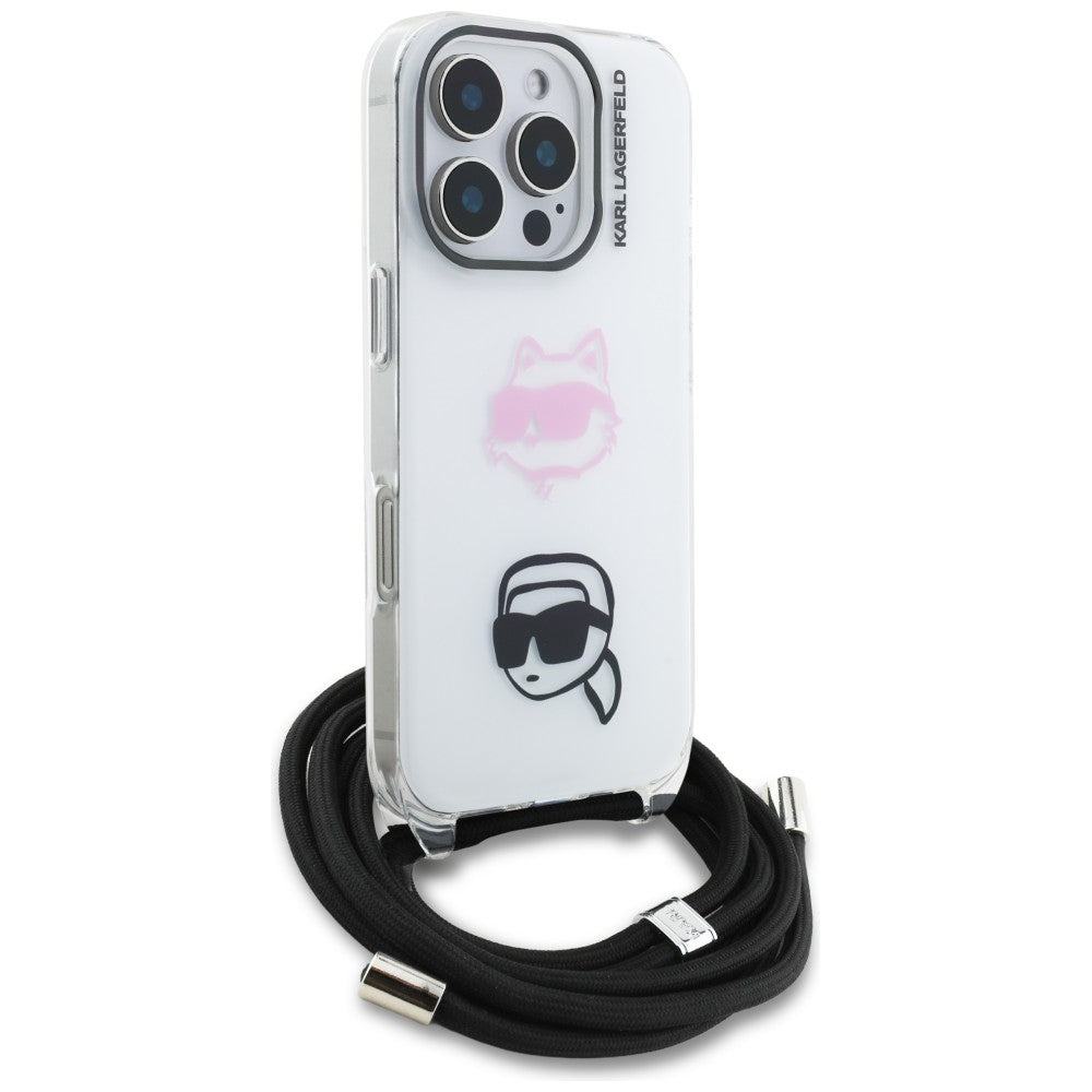 Karl Lagerfeld IML Crossbody Karl&amp;Choupette Head Case for iPhone 16 Pro - White_2