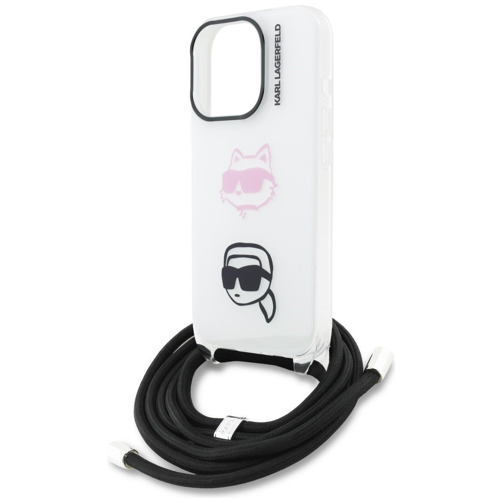 Karl Lagerfeld IML Crossbody Karl&amp;Choupette Head Case for iPhone 16 Pro - White_4