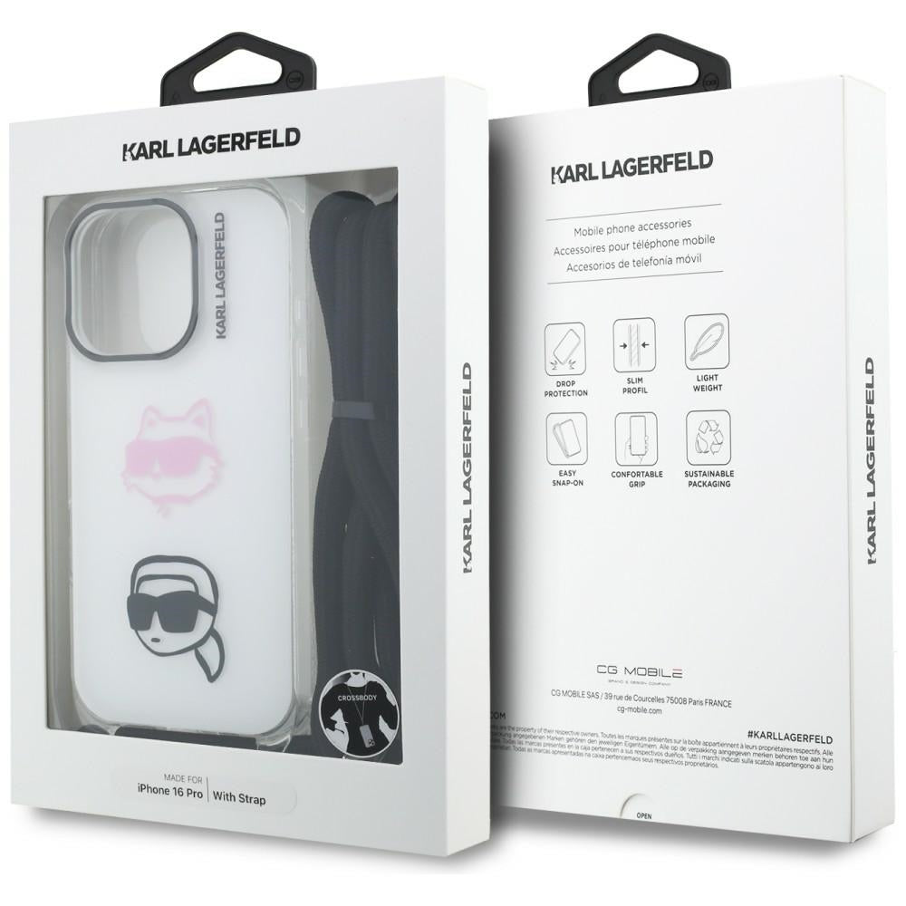 Karl Lagerfeld IML Crossbody Karl&amp;Choupette Head Case for iPhone 16 Pro - White_6