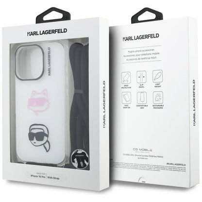 Karl Lagerfeld IML Crossbody Karl&amp;Choupette Head Case for iPhone 16 Pro - White_6