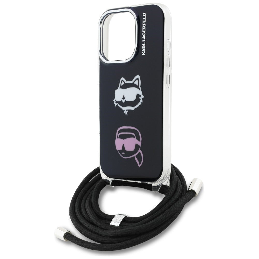 Karl Lagerfeld IML Crossbody Karl&amp;Choupette Head Case for iPhone 16 Pro - Black_4