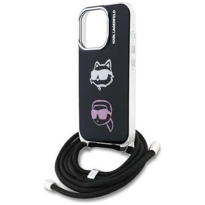 Karl Lagerfeld IML Crossbody Karl&amp;Choupette Head Case for iPhone 16 Pro - Black_4