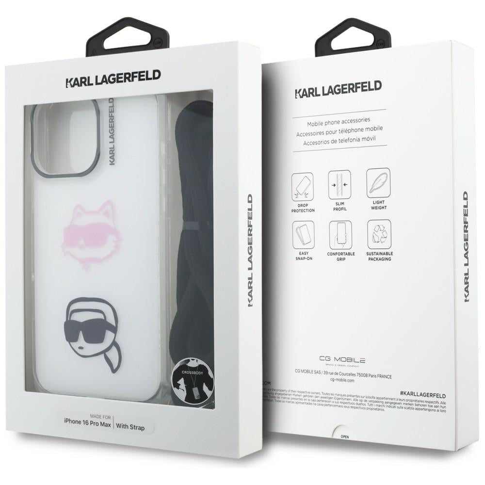 Karl Lagerfeld IML Crossbody Karl&amp;Choupette Head Case for iPhone 16 Pro Max - White_6