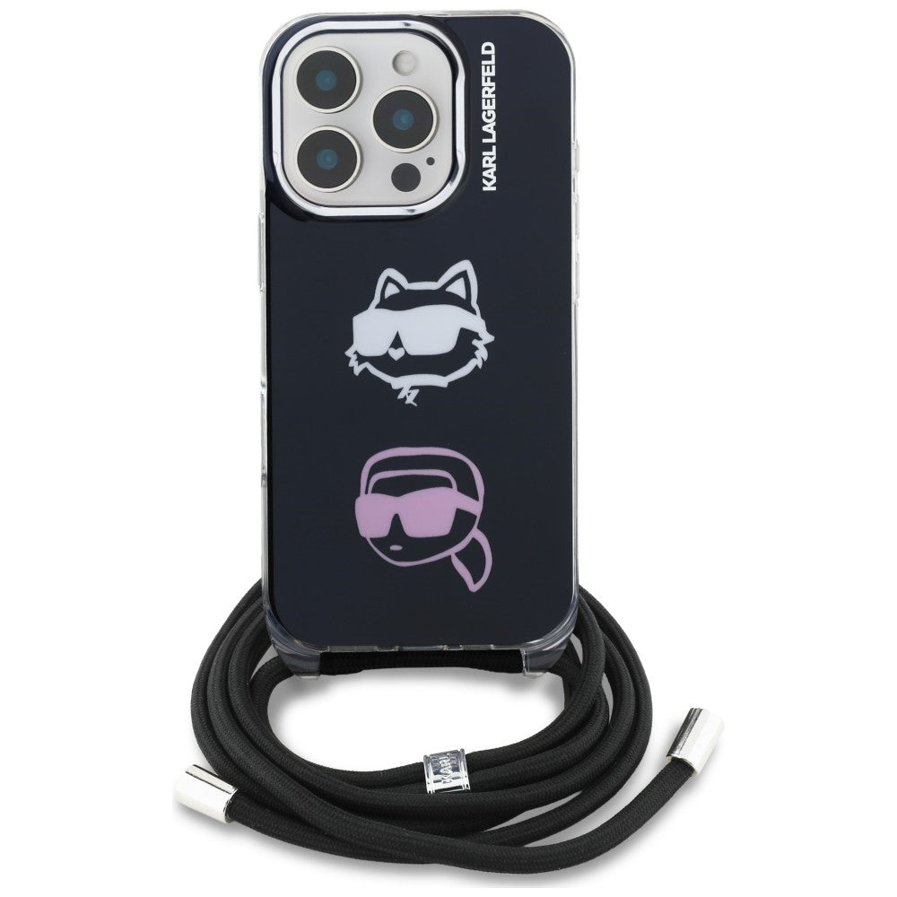 Karl Lagerfeld IML Crossbody Karl&amp;Choupette Head Case for iPhone 16 Pro Max - Black_1