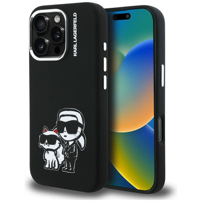 Karl Lagerfeld Silicone Karl&amp;Choupette Sketch MagSafe Case for iPhone 16 Pro - Black_0