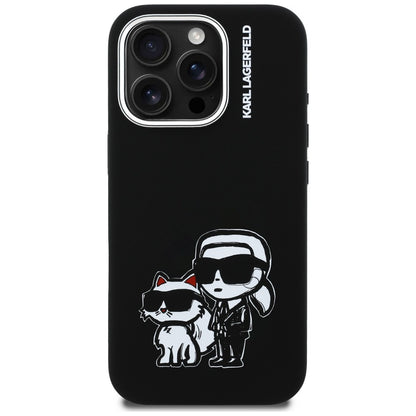 Karl Lagerfeld Silicone Karl&amp;Choupette Sketch MagSafe Case for iPhone 16 Pro - Black_2