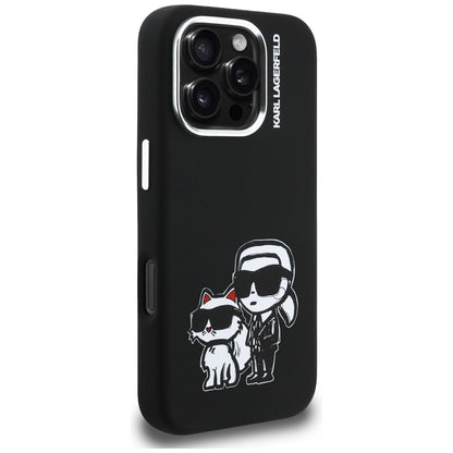 Karl Lagerfeld Silicone Karl&amp;Choupette Sketch MagSafe Case for iPhone 16 Pro - Black_3