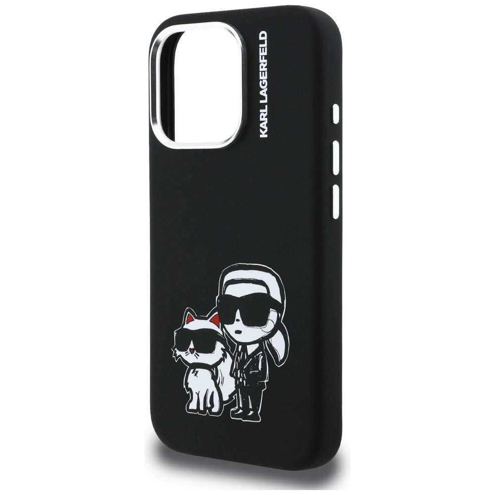 Karl Lagerfeld Silicone Karl&amp;Choupette Sketch MagSafe Case for iPhone 16 Pro Max - Black_5