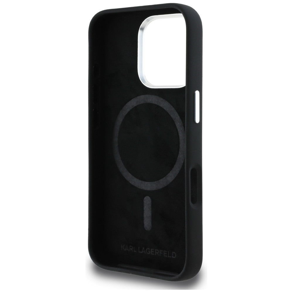 Karl Lagerfeld Silicone Karl&amp;Choupette Sketch MagSafe Case for iPhone 16 Pro Max - Black_6
