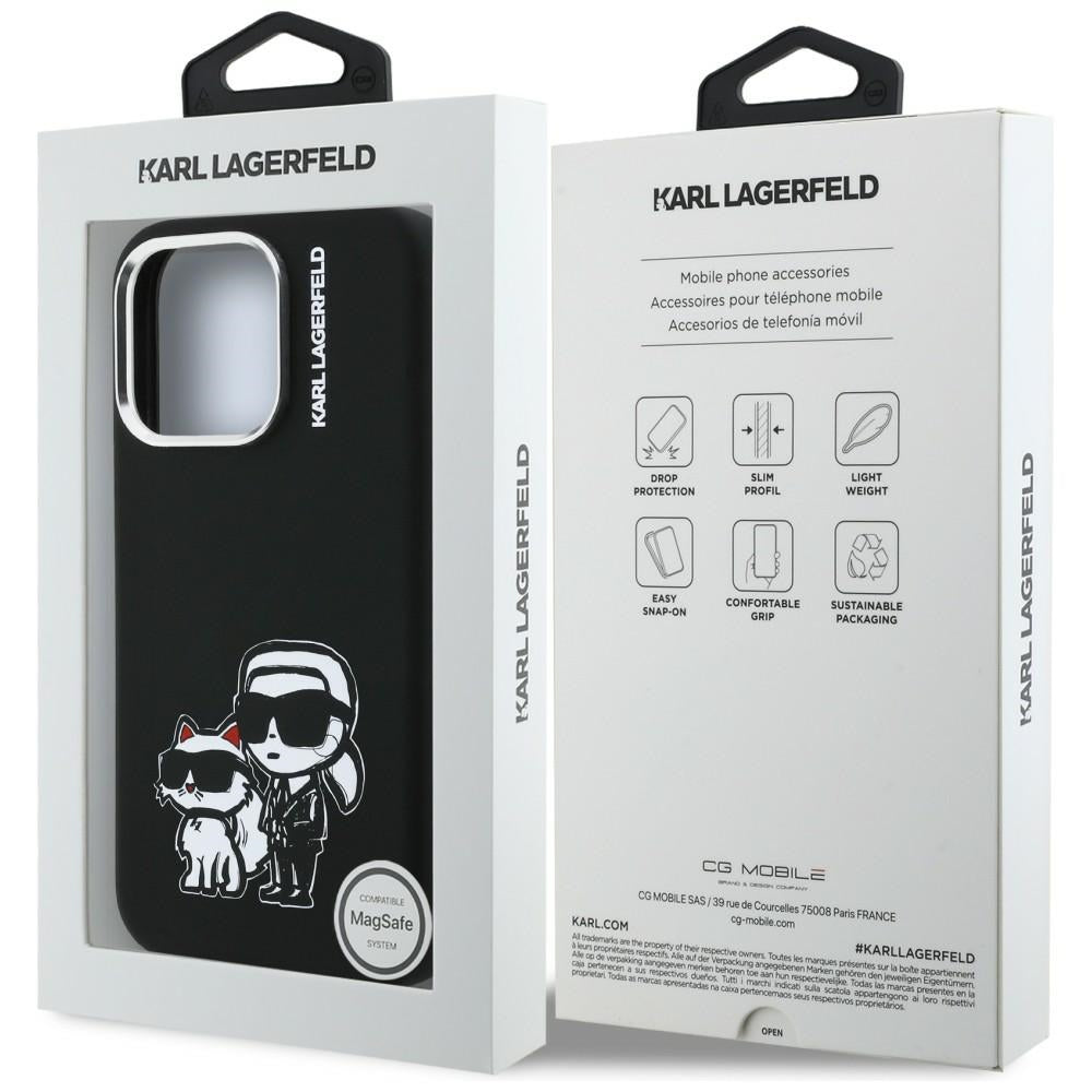Karl Lagerfeld Silicone Karl&amp;Choupette Sketch MagSafe Case for iPhone 16 Pro Max - Black_7