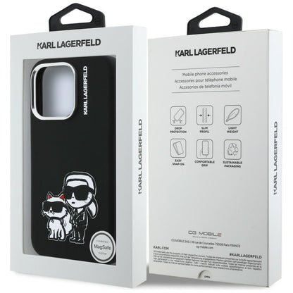 Karl Lagerfeld Silicone Karl&amp;Choupette Sketch MagSafe Case for iPhone 16 Pro Max - Black_7