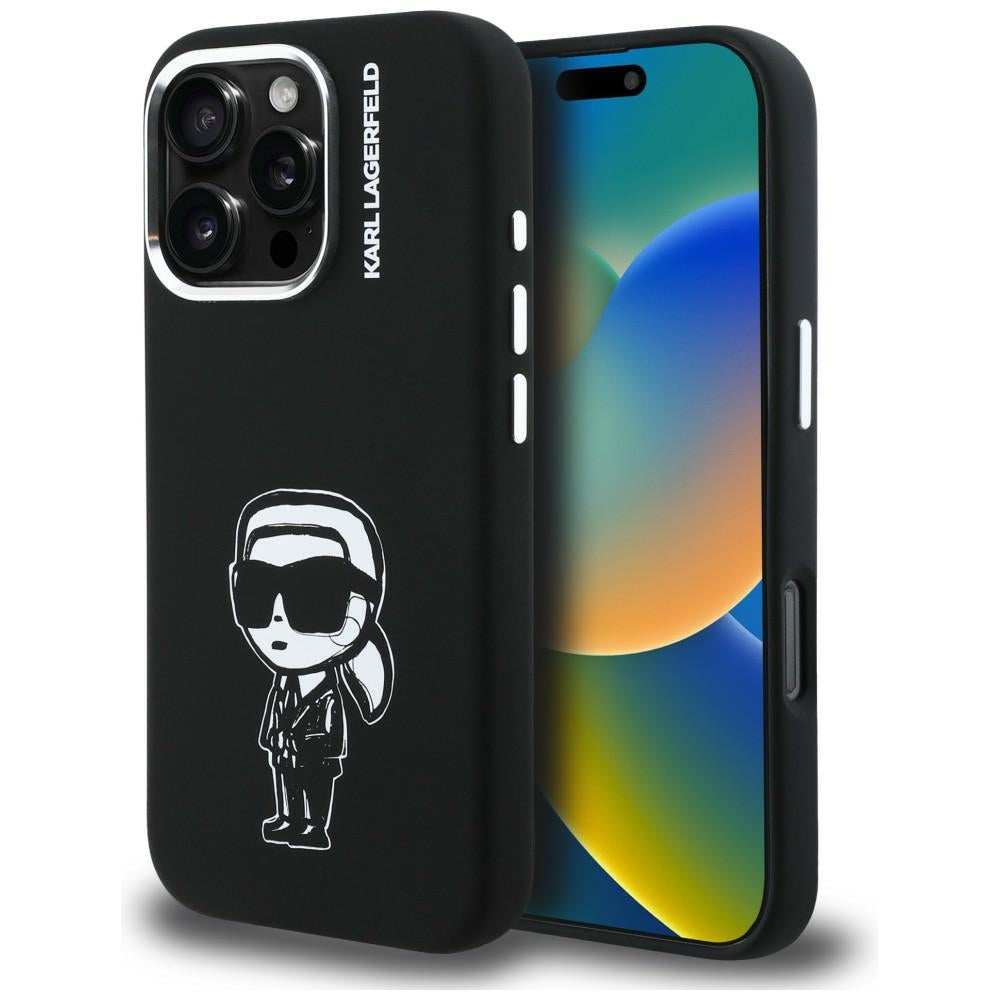 Karl Lagerfeld Silicone Karl Sketch MagSafe Case for iPhone 16 Pro - Black_0