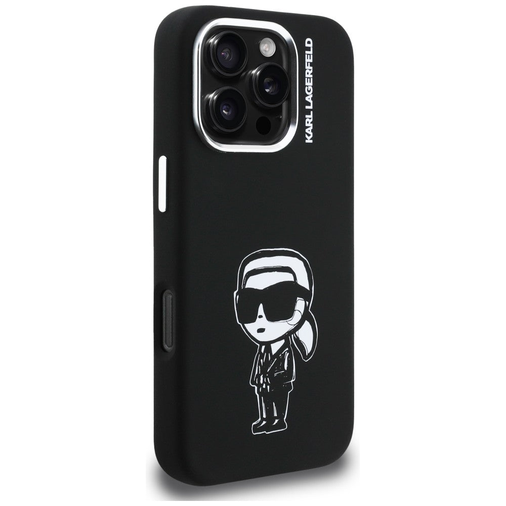 Karl Lagerfeld Silicone Karl Sketch MagSafe Case for iPhone 16 Pro - Black_3